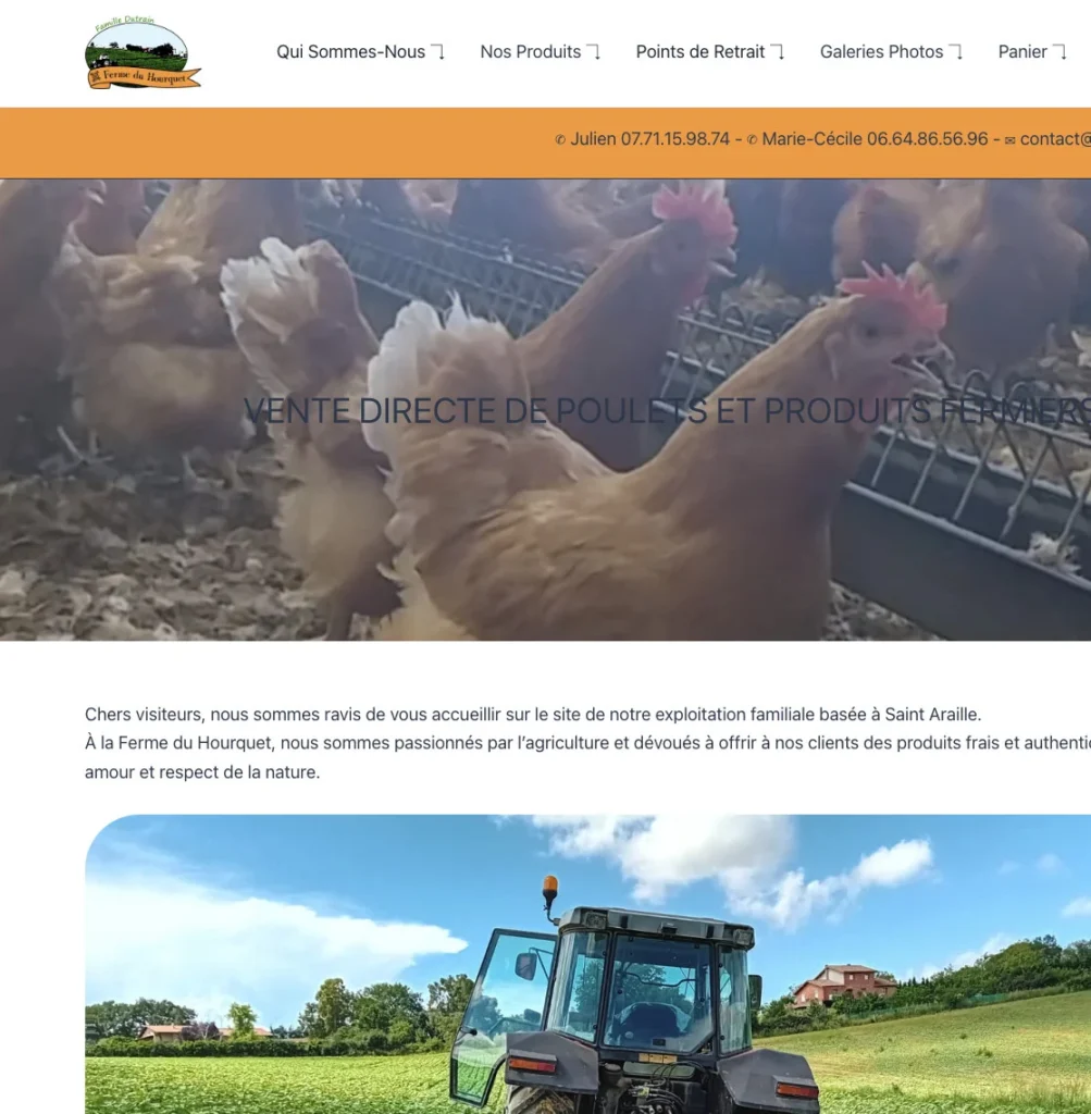 exemple réalisation sites web artisans ferme des hourquets