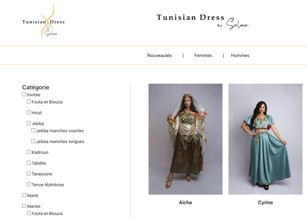 exemple réalisation sites web artisans tunisian dress