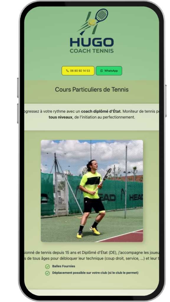 pocket site hugo coach sportif site optimisé performance mobile