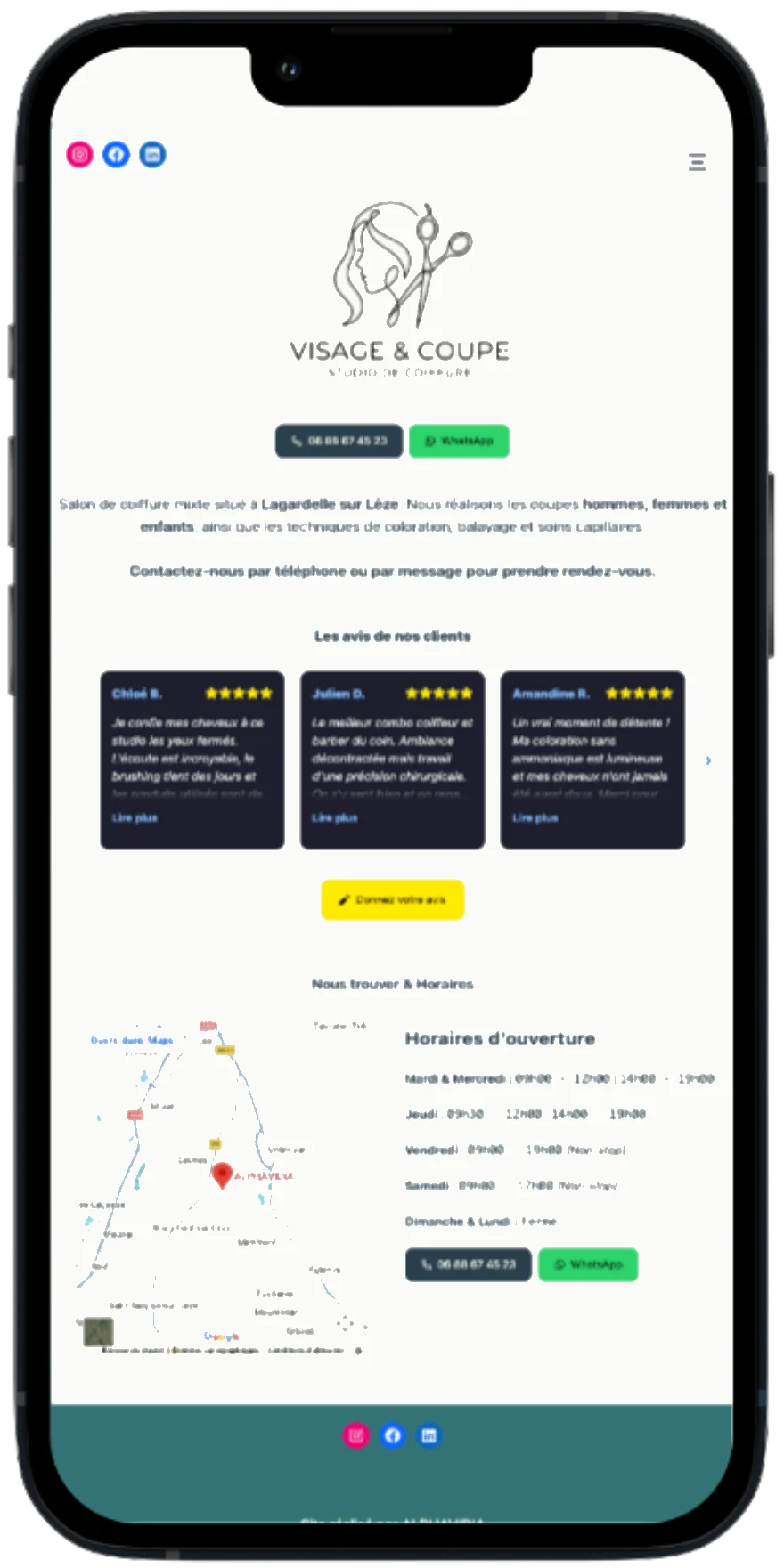 pocket site coiffeuse site optimisé performance mobile