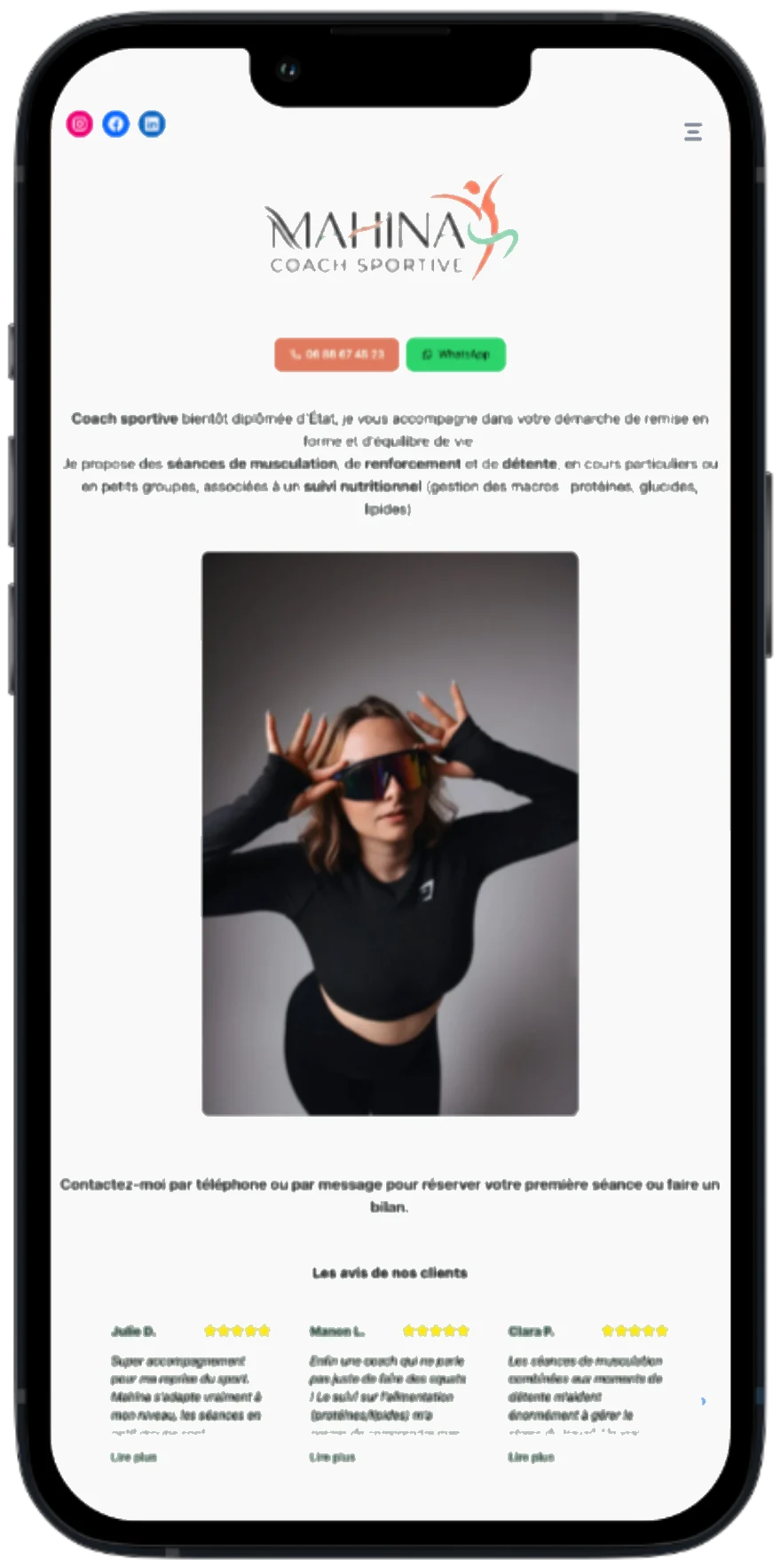 pocket site mahina coach sportive site optimisé performance mobile