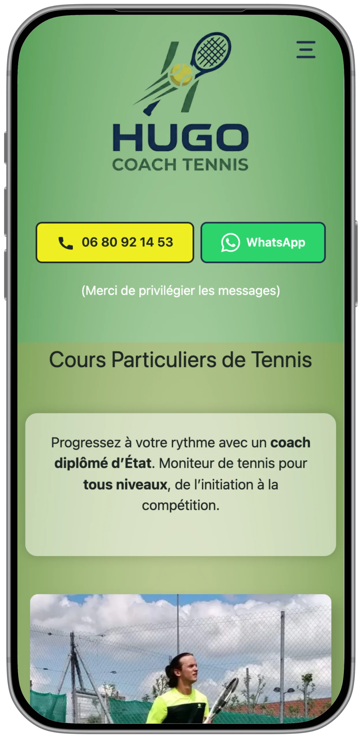 pocket site hugo coach sportif site optimisé performance mobile