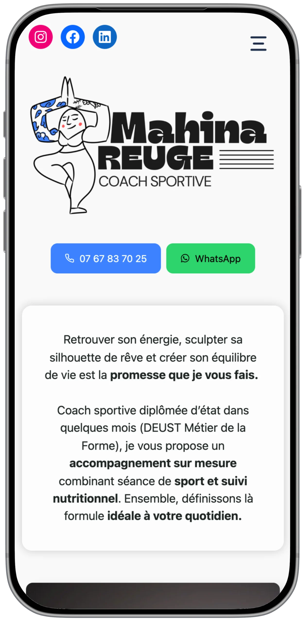 pocket site mahina coach sportive site optimisé performance mobile
